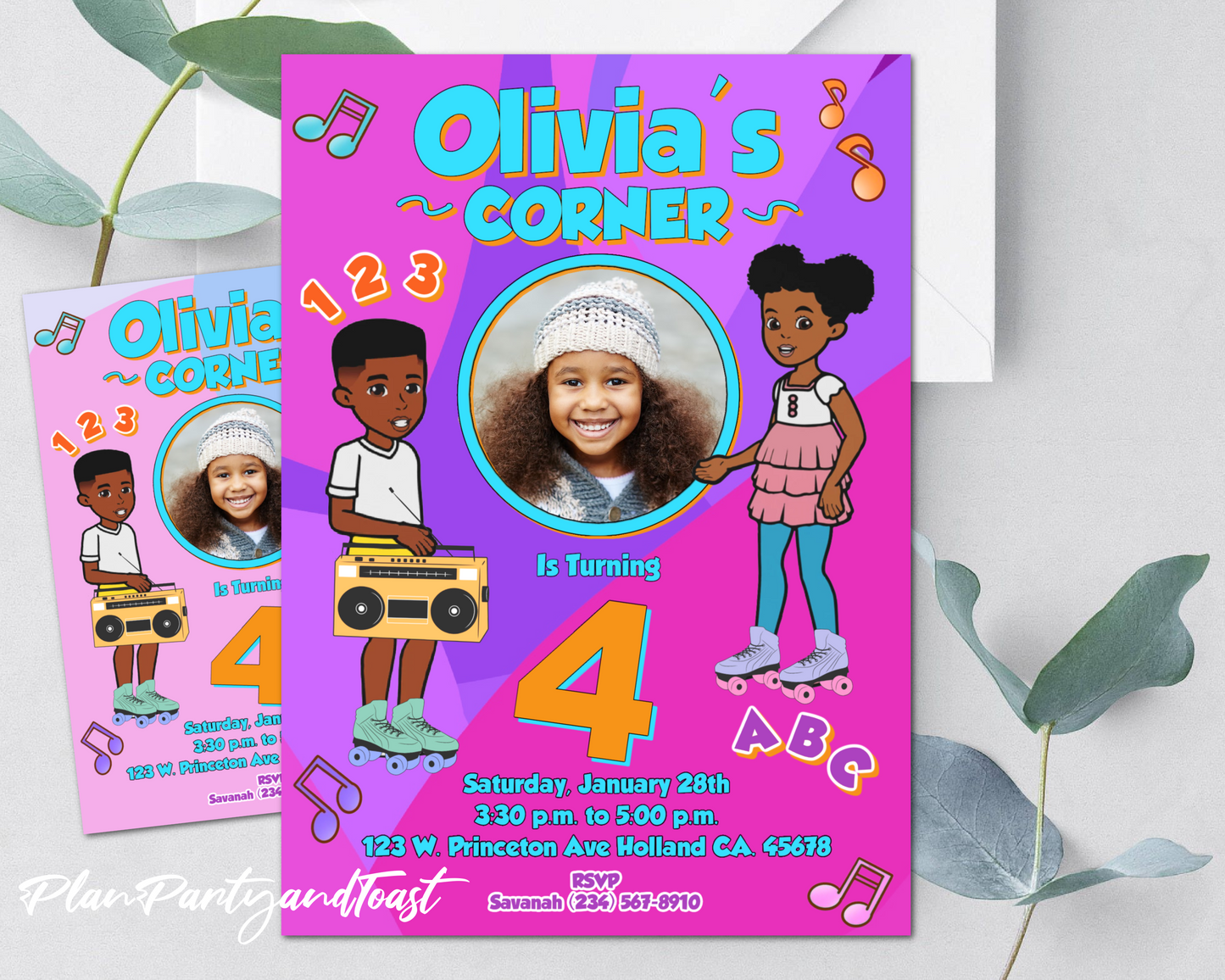 Gracie's Corner birthday invitation