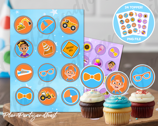 Blippi and Meekah cupcake toppers