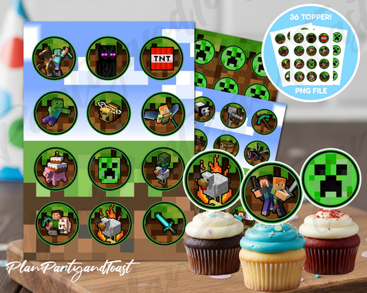 Minecraft cupcake toppers