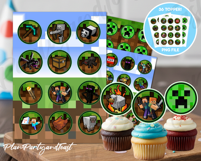 Minecraft cupcake toppers