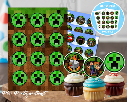 Minecraft cupcake toppers
