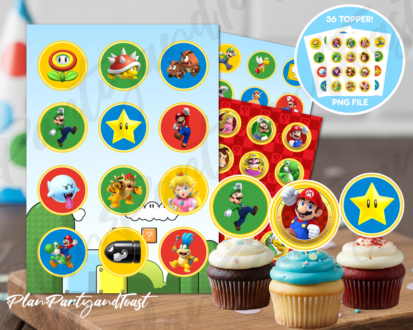 Super Mario Bros cupcake toppers