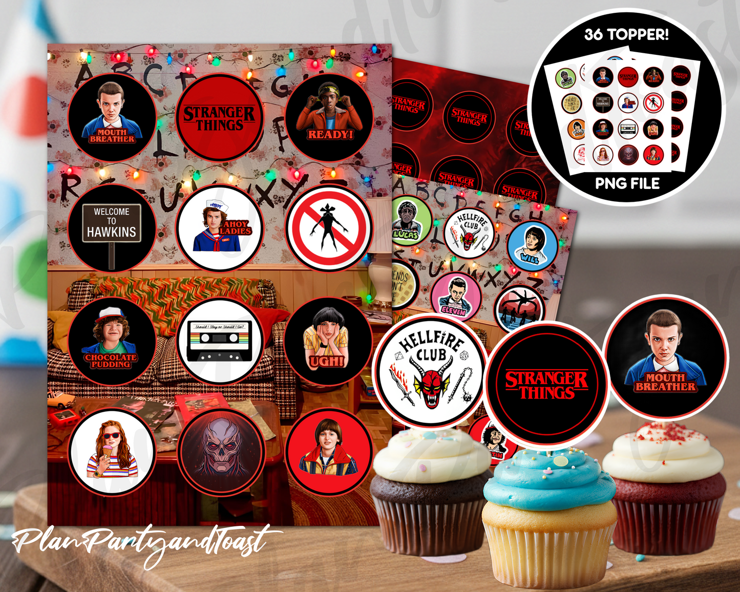 Stranger Things cupcake toppers