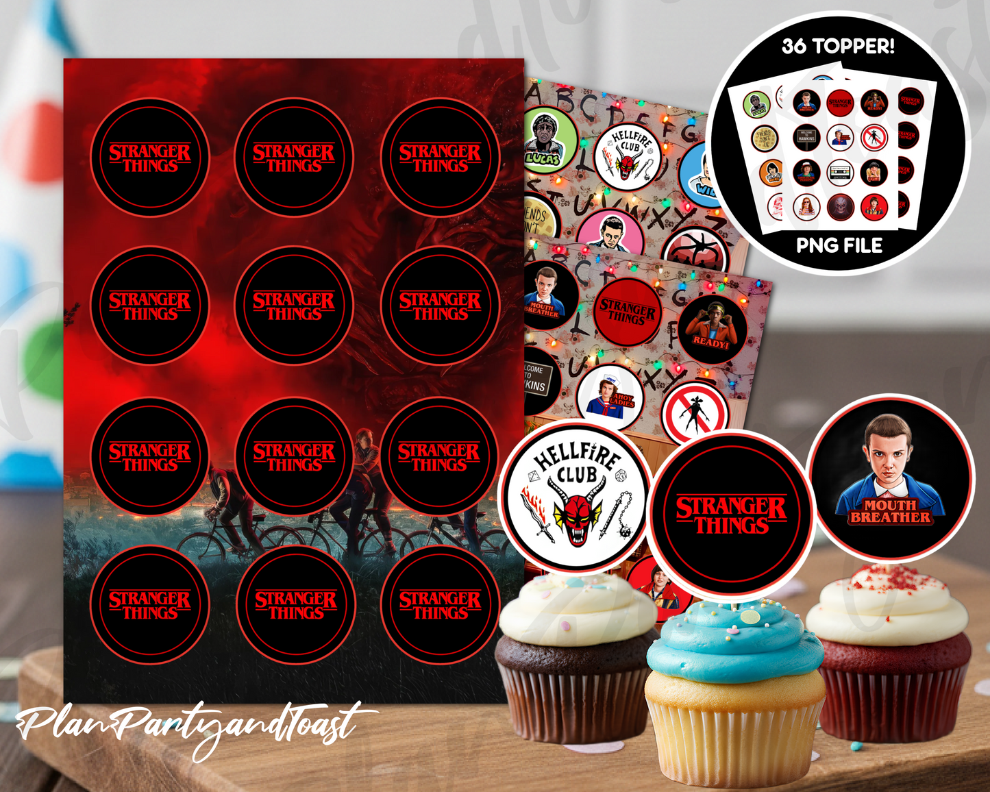 Stranger Things cupcake toppers