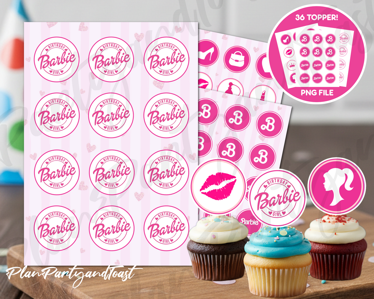 Barbie cupcake toppers