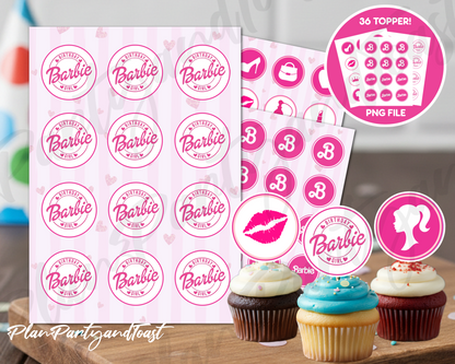 Barbie cupcake toppers