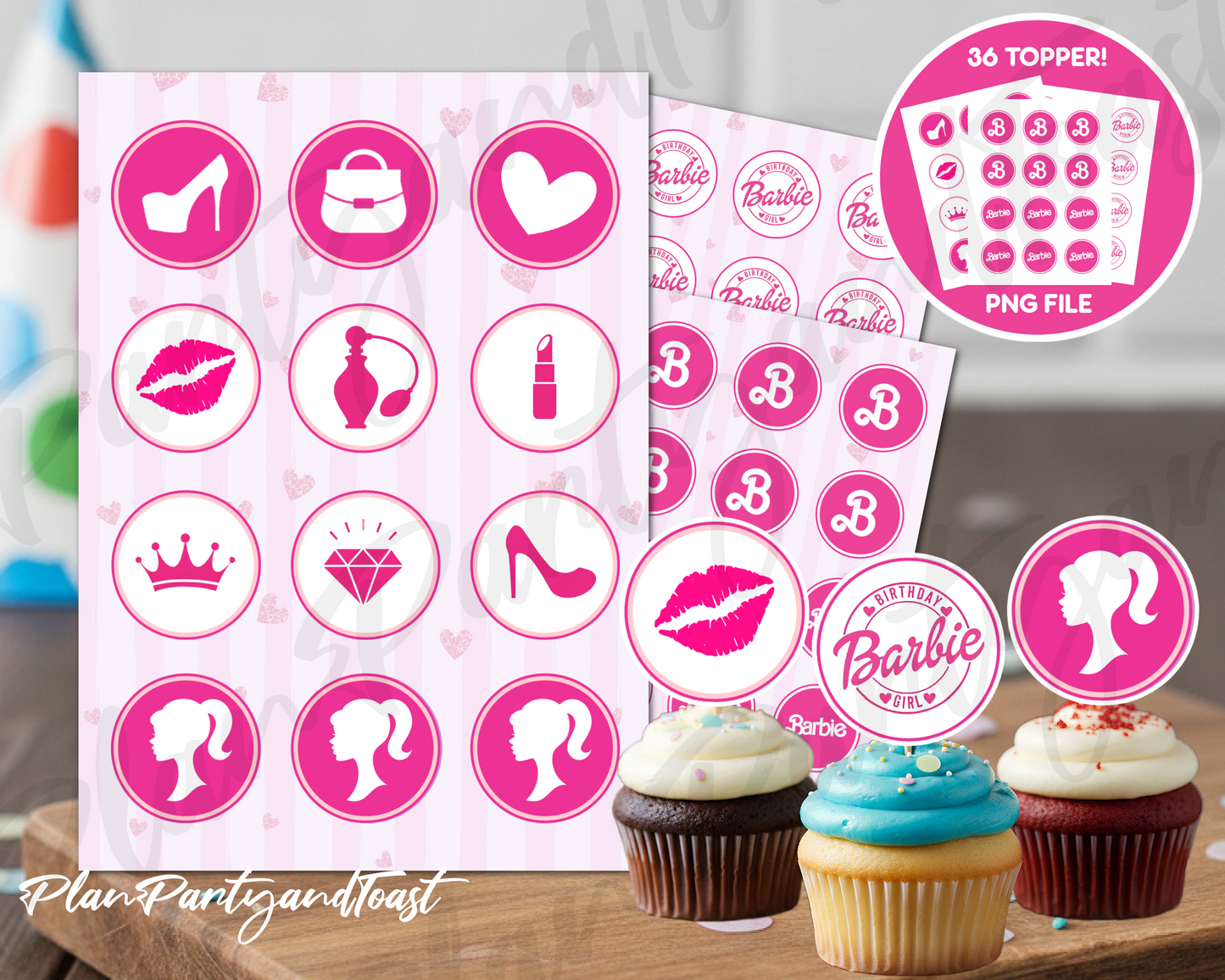 Barbie cupcake toppers