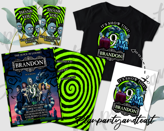 Beetlejuice Beetlejuice birthday invitation bundle