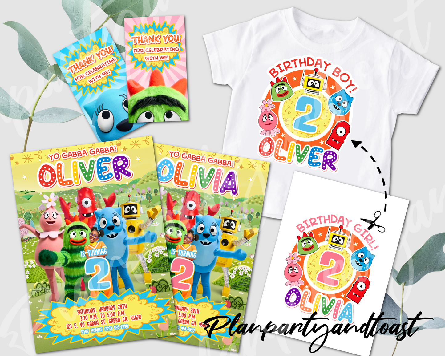 Yo Gabba Gabbaland birthday invitation bundle