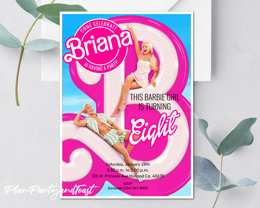 Barbie birthday invitation Barbie and Ken bash Plan Party Toast