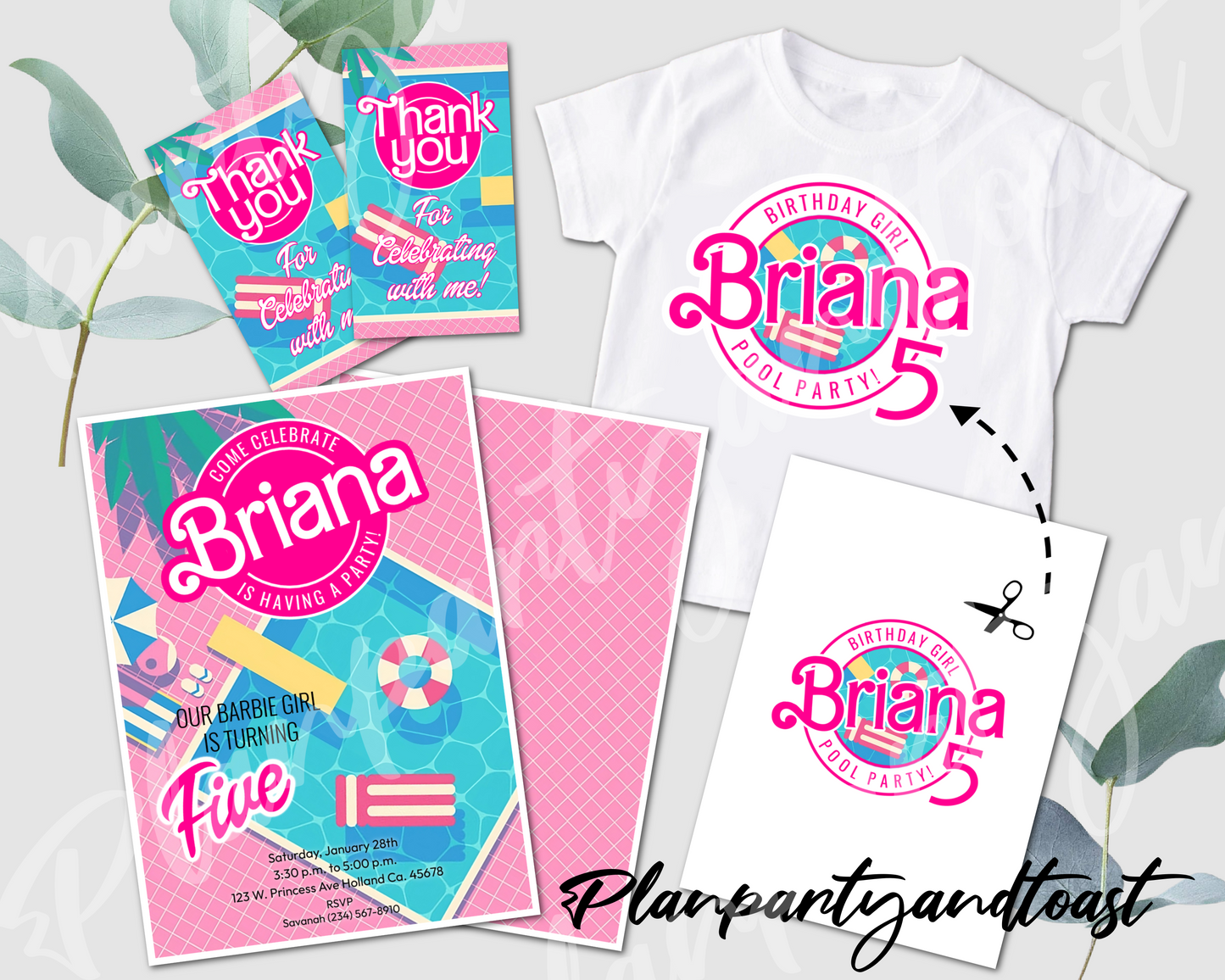 Barbie birthday invitation bundle