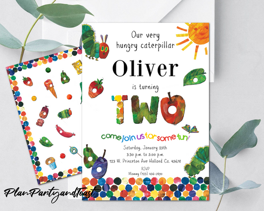 Hungry Caterpillar birthday invitation 2nd birthday