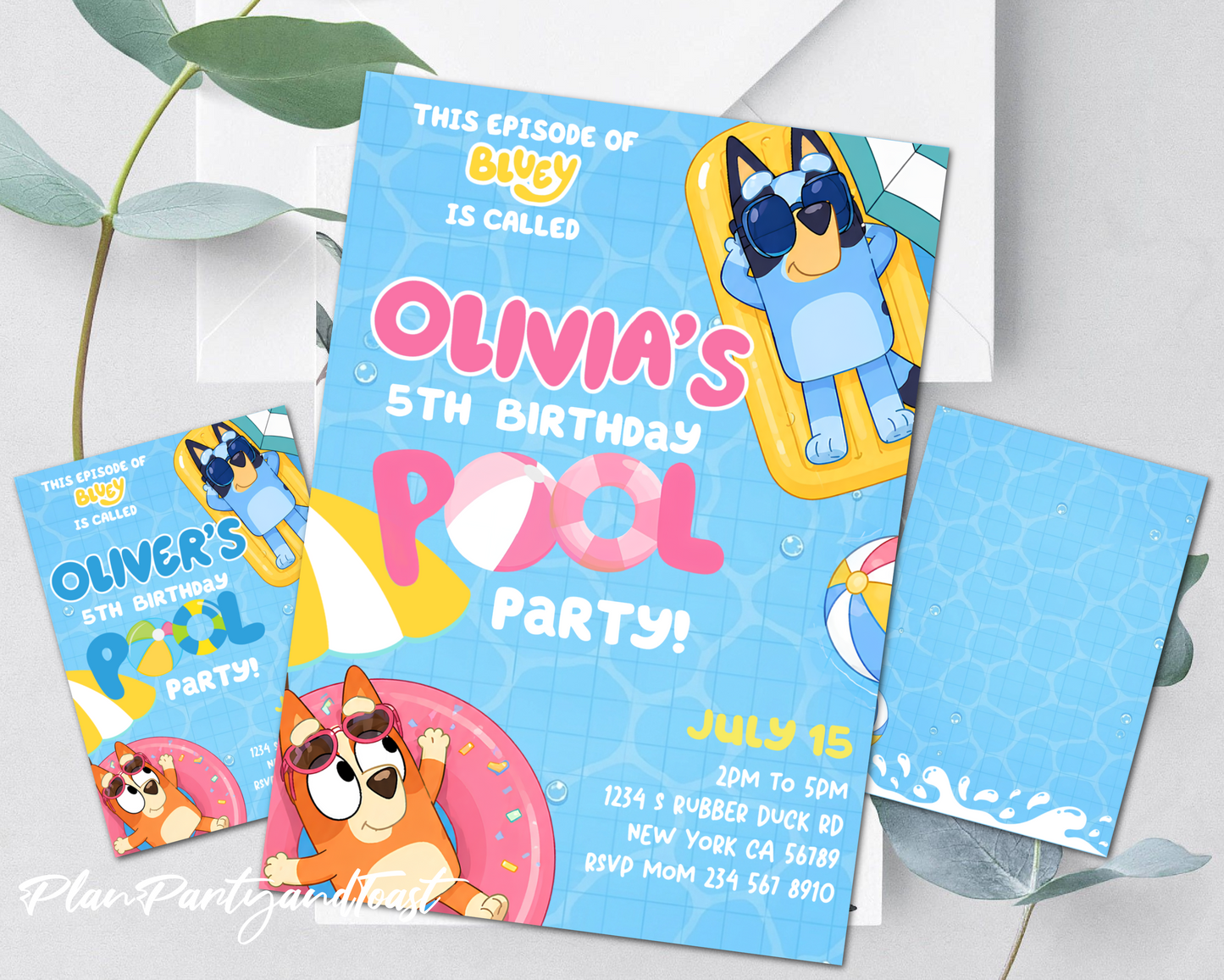 Bluey birthday invitation Bluey pool party