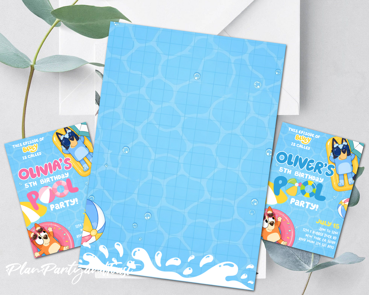 Bluey birthday invitation Bluey pool party