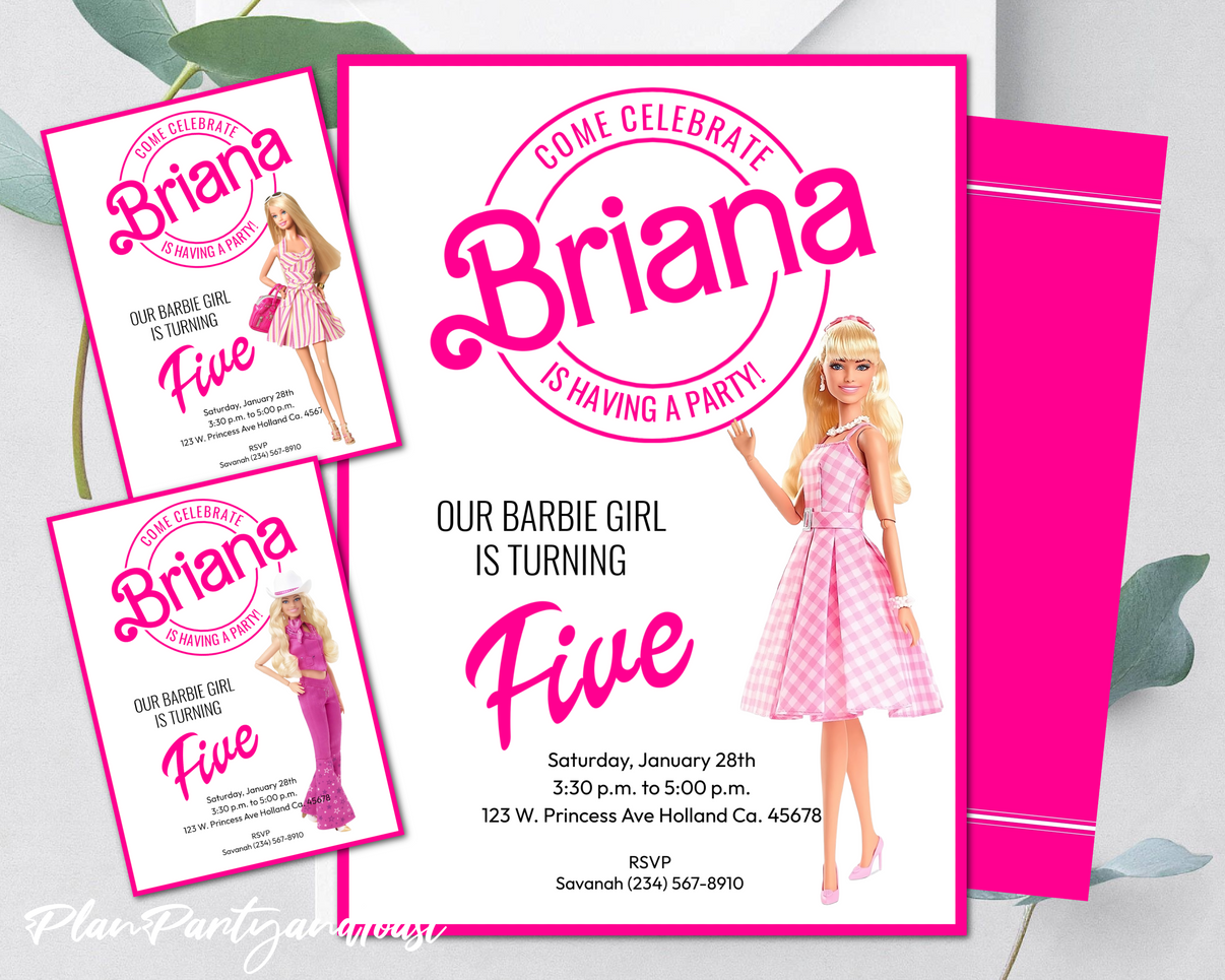 Barbie birthday invitation movie doll theme – Plan Party & Toast