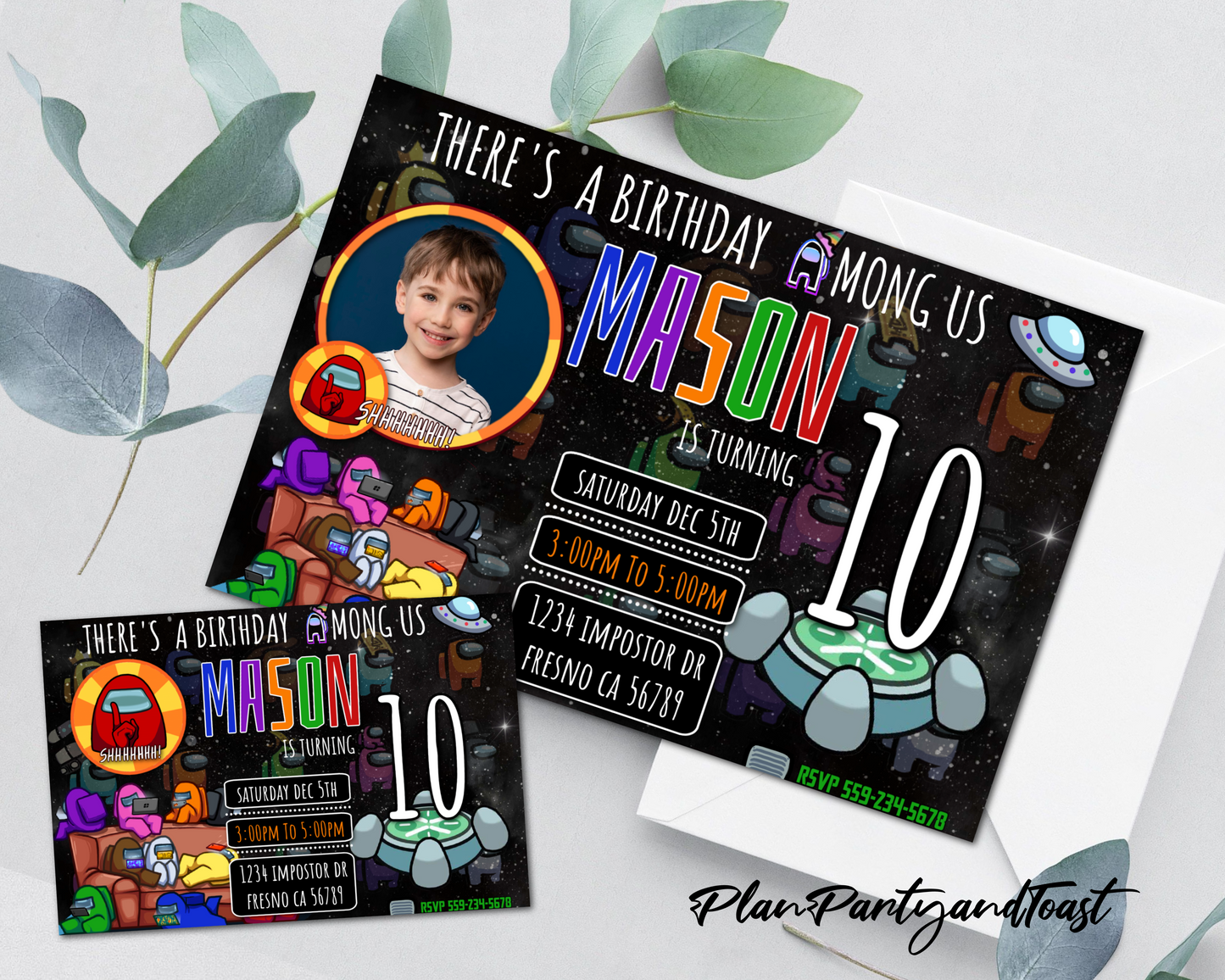 Among Us birthday invitation