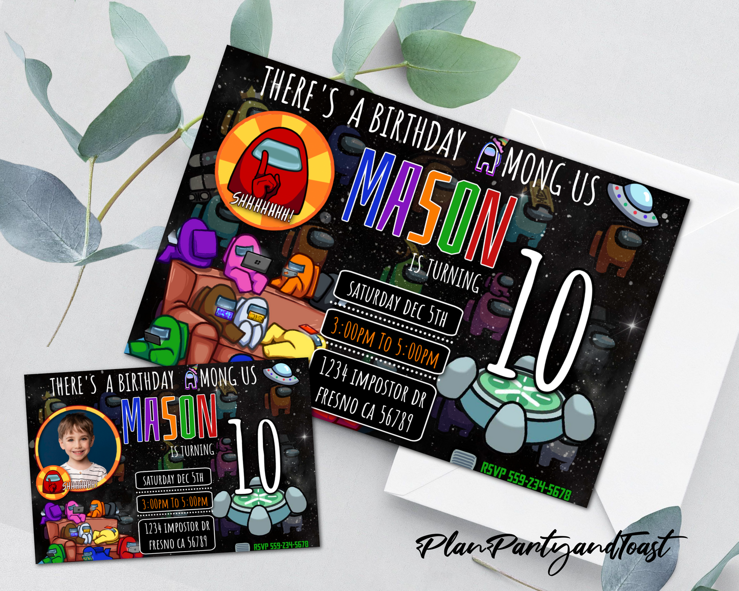 Among Us birthday invitation