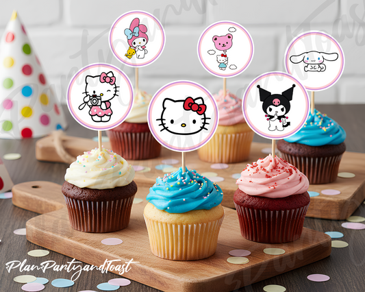 Hello Kitty cupcake toppers