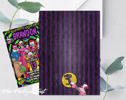 Killer Klowns birthday invitation Halloween invite