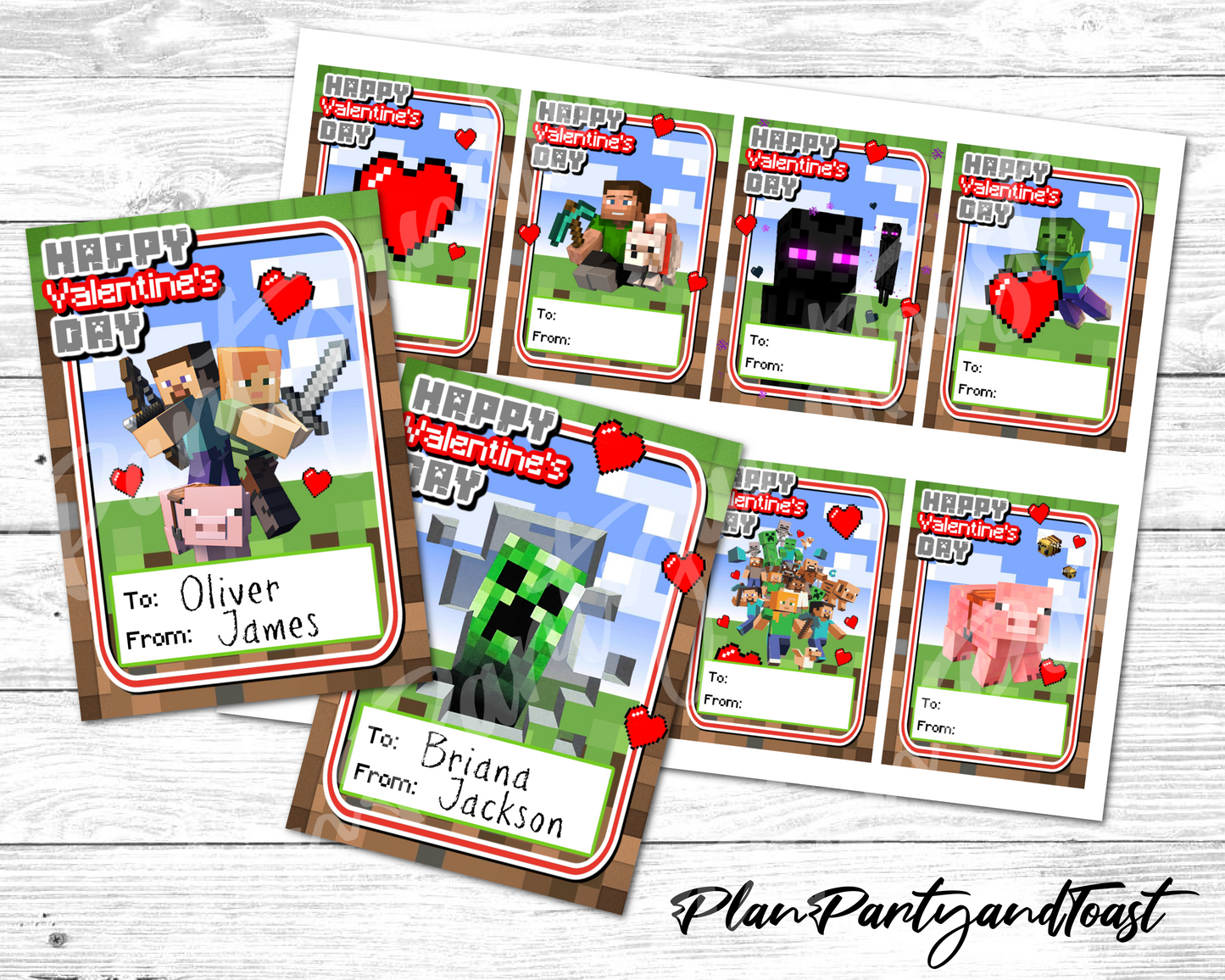 Minecraft Valentine's Day Cards