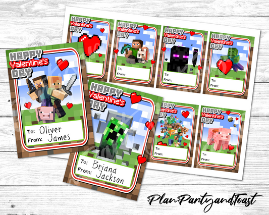 Minecraft Valentine's Day Cards