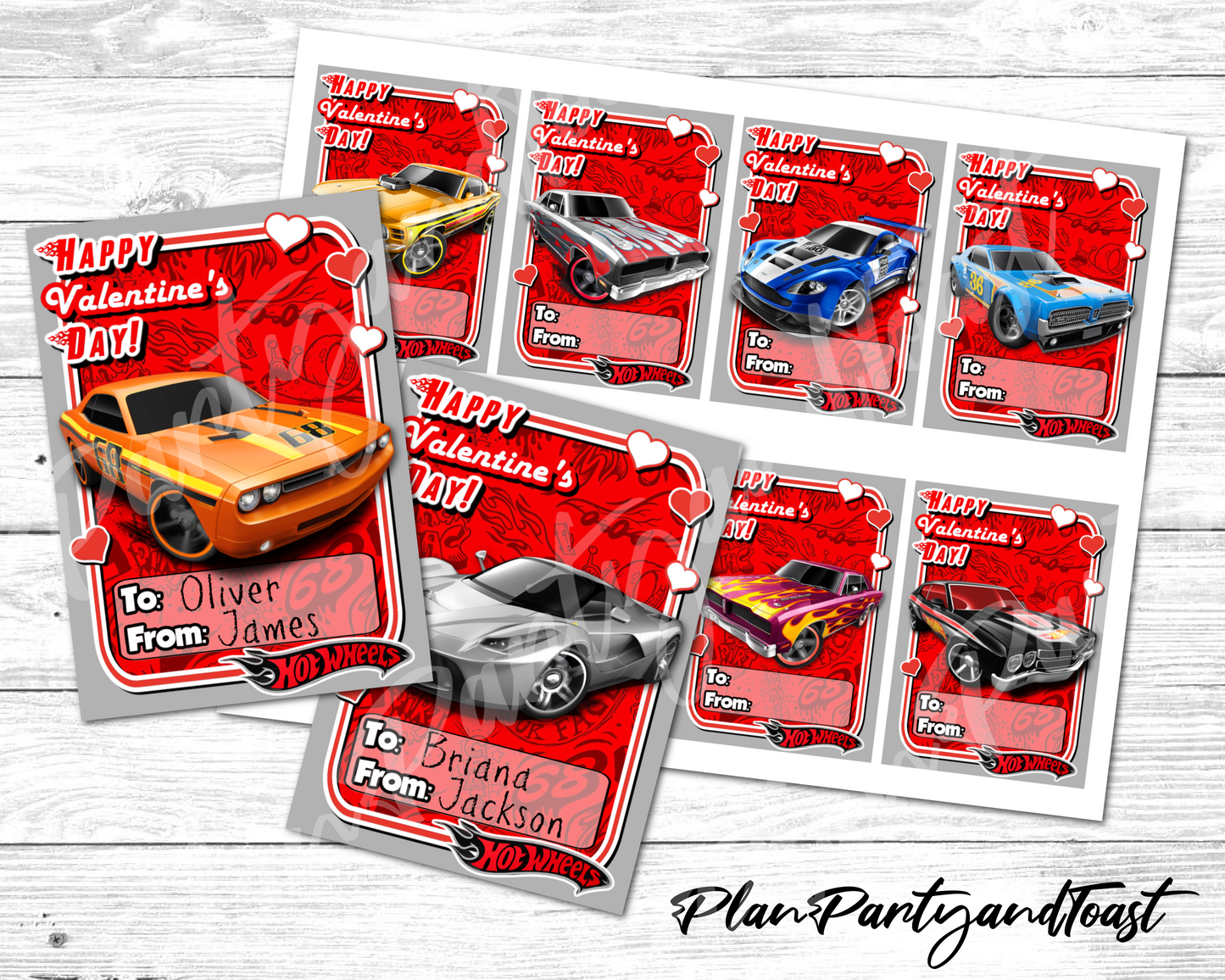 Hot Wheels Valentine's Day Cards