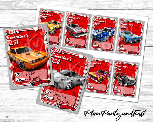 Hot Wheels Valentine's Day Cards