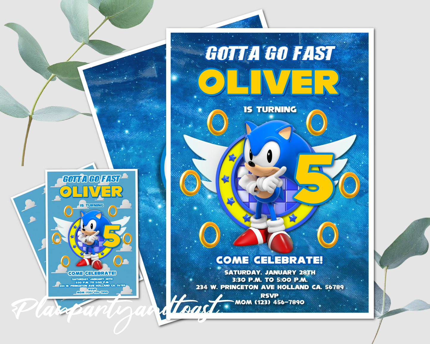 Sonic birthday invitation bash