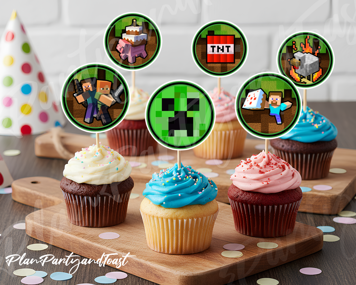 Minecraft cupcake toppers