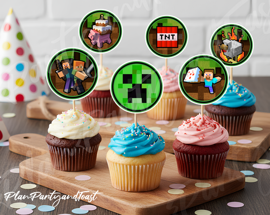Minecraft cupcake toppers