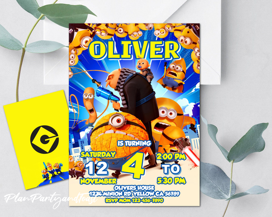 Despicable Me birthday invitation, Minions birthday invitation