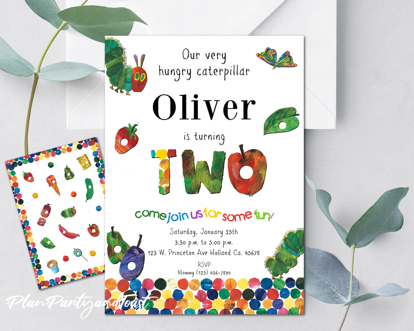 Hungry Caterpillar birthday invitation 2nd birthday