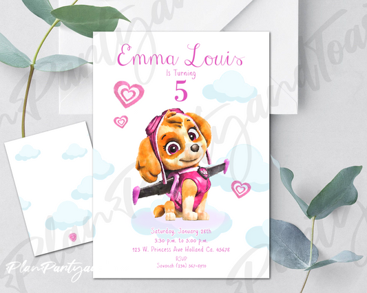 Paw Patrol Sky birthday invitation