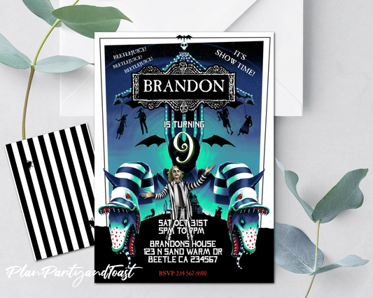 Beetlejuice birthday invitation