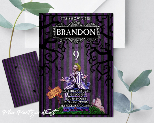 Beetlejuice birthday invitation