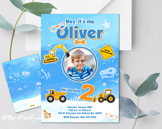 Blippi birthday invitation Dinosaur Dig