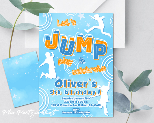 Jump birthay invitation