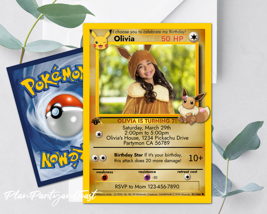 Pokemon birthday invitation Eevee Theme