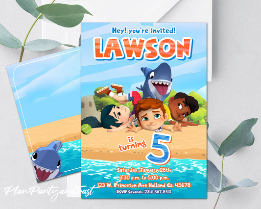 Sharkdog birthday invitation
