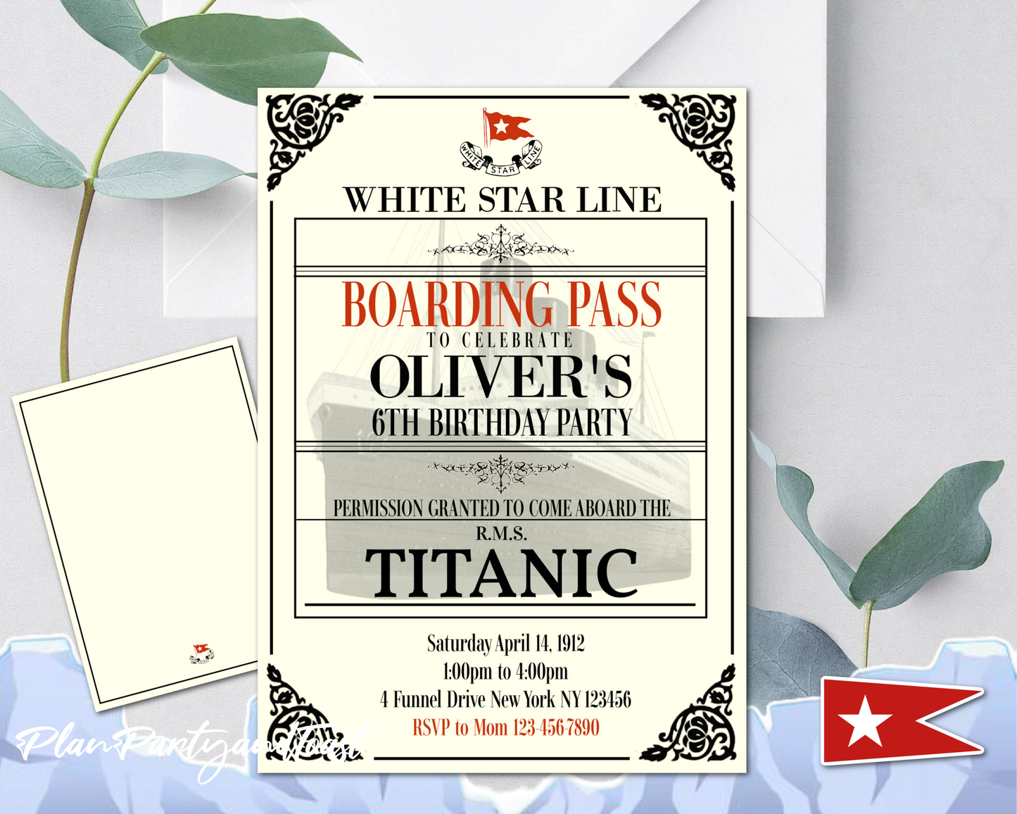 Titanic birthday invitation