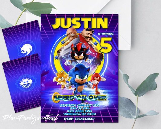 Sonic 3 birthday invitation