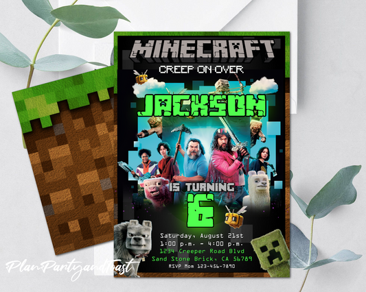 Minecraft birthday invitation movie invite