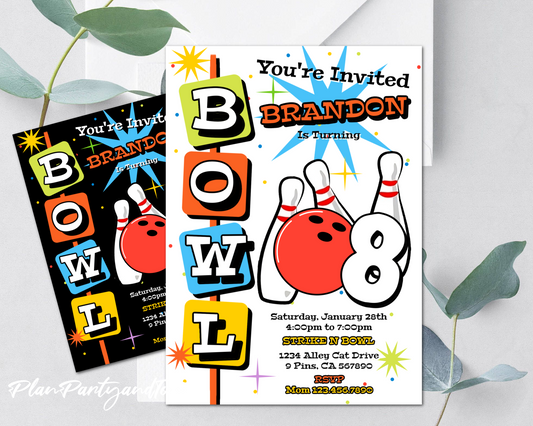 Bowling birthday invitation