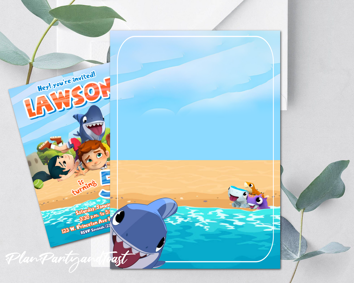 Sharkdog birthday invitation