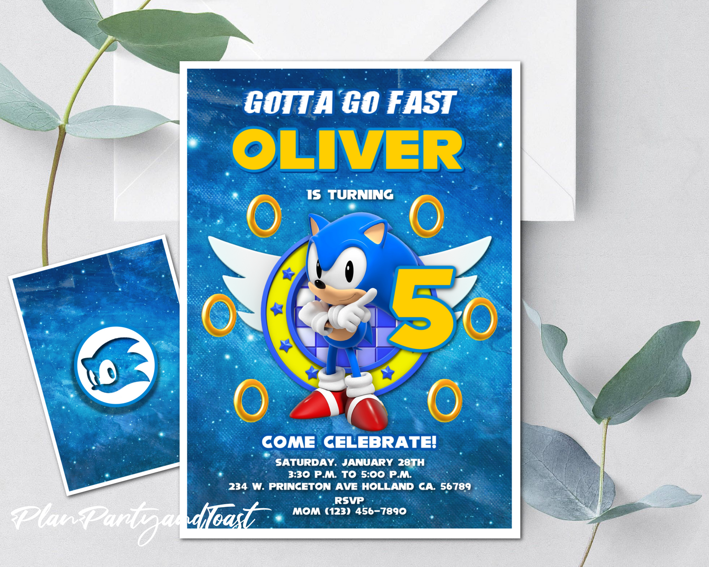 Sonic birthday invitation bash