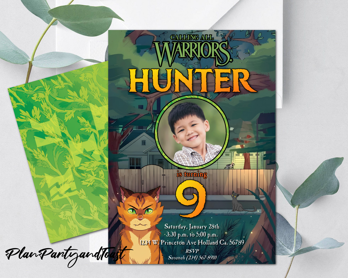 Warriors Cats birthday invitation, Warriors birthday theme