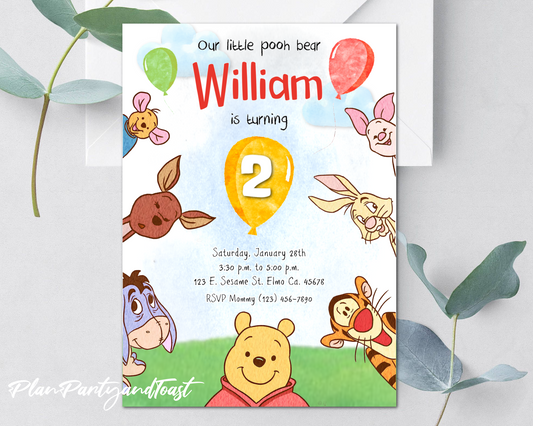 Winnie the Pooh birthday invitation