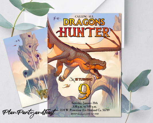 Wings of Fire birthday invitation, Clay birthday theme