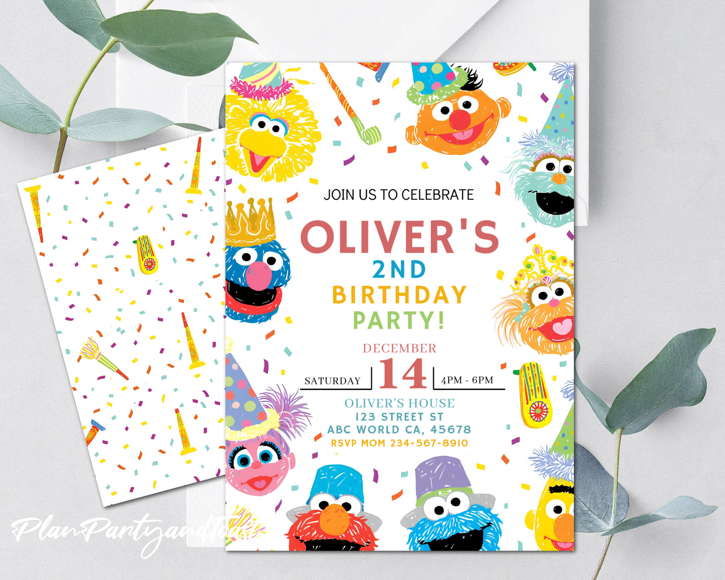 Sesame Street birthday invitation party theme