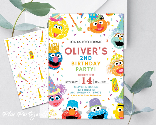 Sesame Street birthday invitation party theme